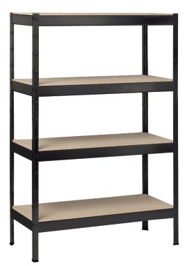 SCHULTE REGALWELT Grundregal 4 Holzböden Schwarz