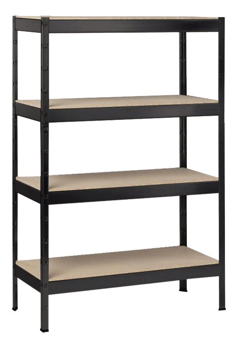 SCHULTE REGALWELT Grundregal 4 Holzböden Schwarz 180x120x40 cm