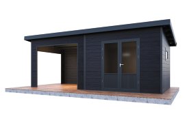 WOLFF FINNHAUS Gartenhaus Tona 6030 Anthrazit 28 mm