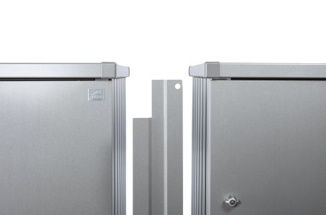 BIOHORT Verbindungselement für Alex® Mülltonnenbox zwei Verbindungen, Silber-Metallic 3 Stk.