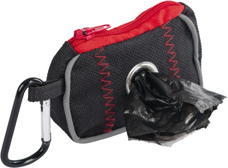 Tasche für Kotbeutel 8x5,5x4 cm, schwarz/rot
