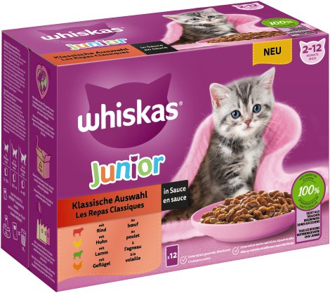 WHISKAS® Klassische Auswahl in Sauce Junior, 12-er