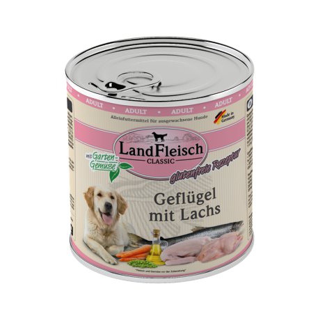 Landfleisch Hundenassfutter Geflügel & Lachs 800 g