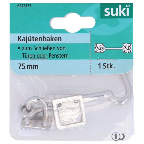 SUKI Kajüten-Haken Messing vernickelt 75 mm 1 Stk.