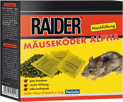 KWIZDA Raider Mäuseköder Alpha Nachfüllung 100 g