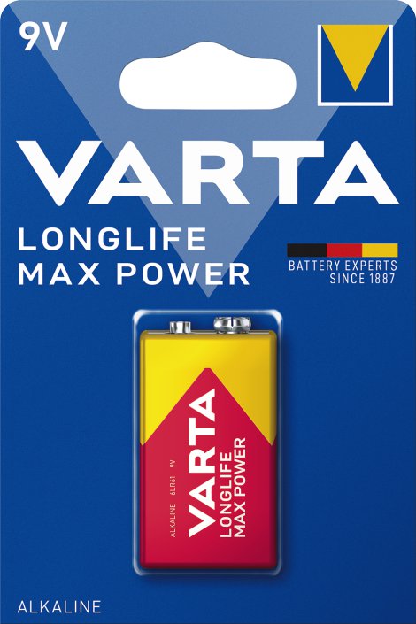 VARTA Alkaline Batterie Longlife Max Power 9V E-Block 6LR61