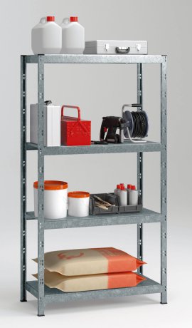SCHULTE REGALWELT Grundregal 4 Fachböden verzinkt 195x100x35 cm