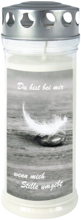 JEKA Gedenkkerze groß mit Motiv Feder/Stein 7 Tage