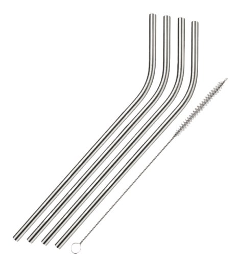 Trinkhalm Edelstahl mit Bürste 4-tlg.