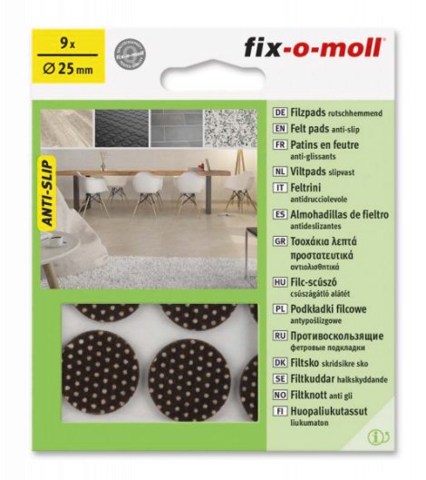 SUKI Anti-Rutschfilzpad Klebend Braun 25 mm, 9 Stk.