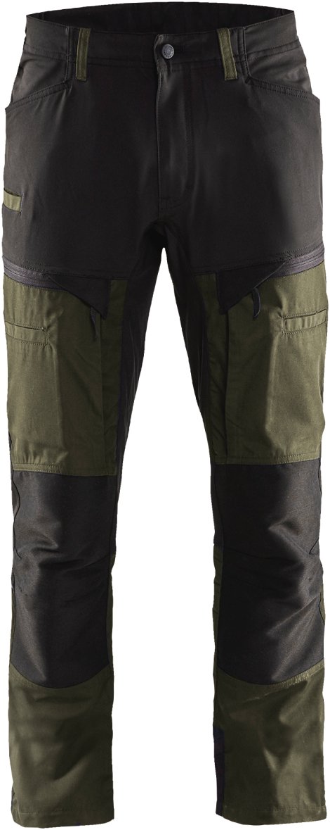 BLÅKLÄDER Service Bundhose Stretch-Denim Olivgrün/Schwarz 48