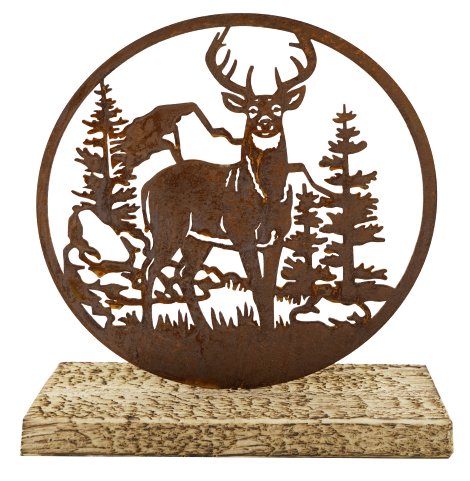 Gartenfigur Hirsch Leo aus Fichtenholz 20x22,5 cm (ØxH)