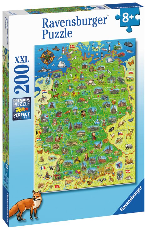 RAVENSBURGER Puzzle Bunte Deutschlandkarte 200-tlg.