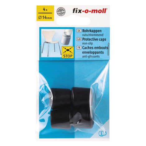 fix-o-moll Rohrkappe rutschhemmend Schwarz Ø 14 mm 4 Stk.