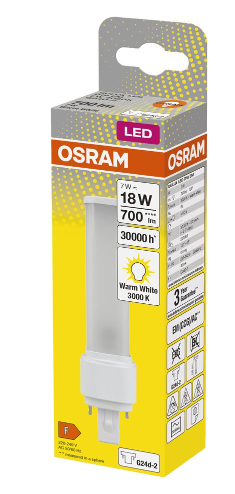 OSRAM LED-Lampe Dulux D LED EM 18 7W/830 G24d-2