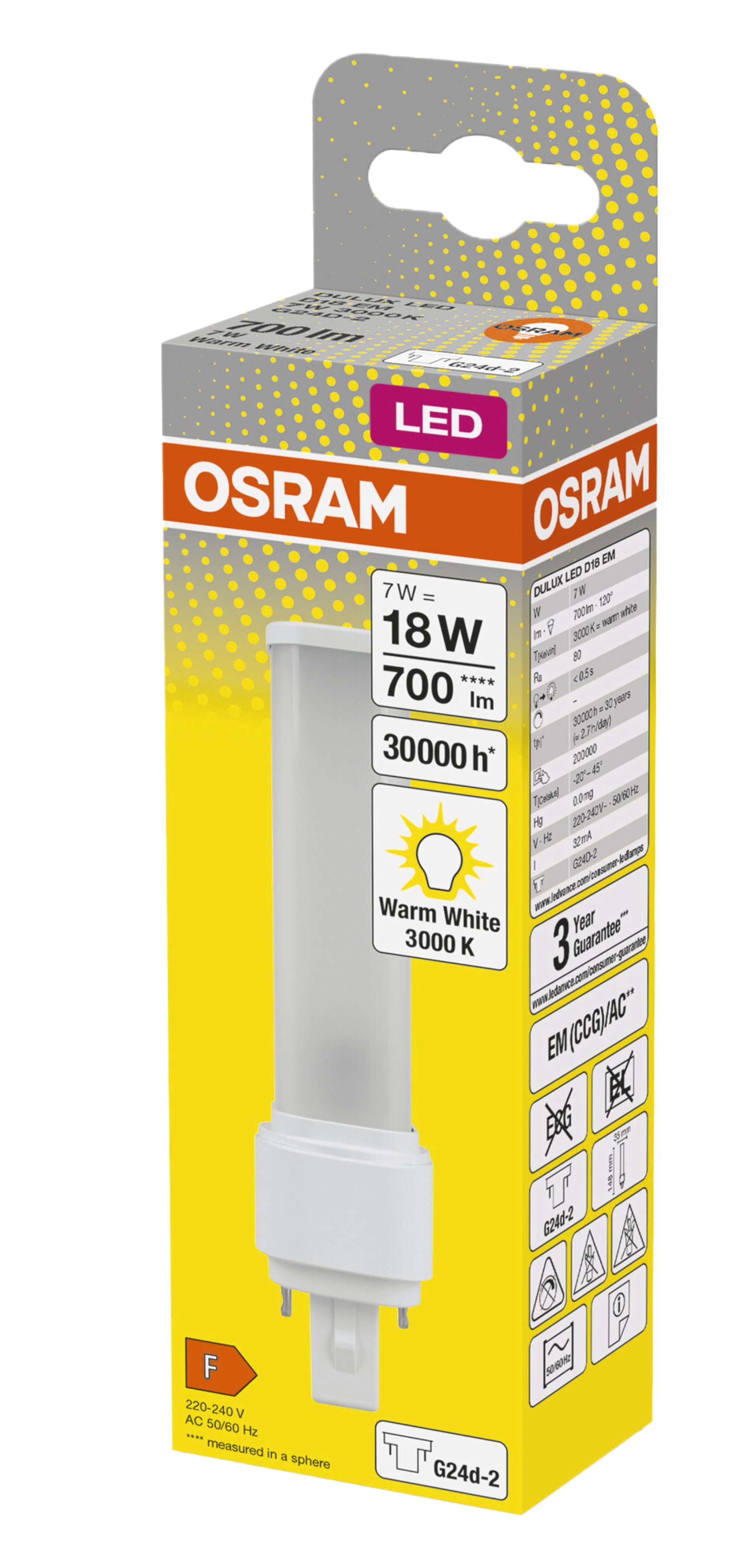 OSRAM LED-Lampe Dulux D LED EM 18 7W G24d-2