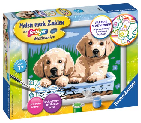 RAVENSBURGER Malen nach Zahlen Süße Hundewelpen