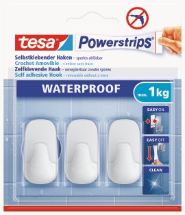 TESA Powerstrip Haken Wasserdicht Kunststoff Weiß 3 Stk.