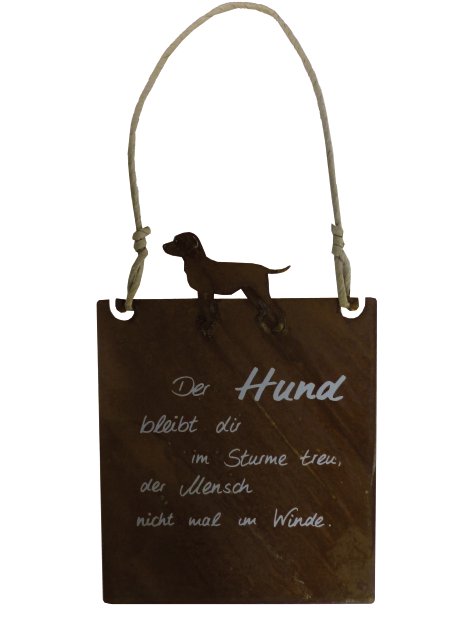 Gartenschild mit Beschriftung Hund 15x25 cm (BxH)