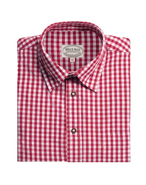 Wild & Wald Herren Langarm Hemd Peter klassisch Rot 47