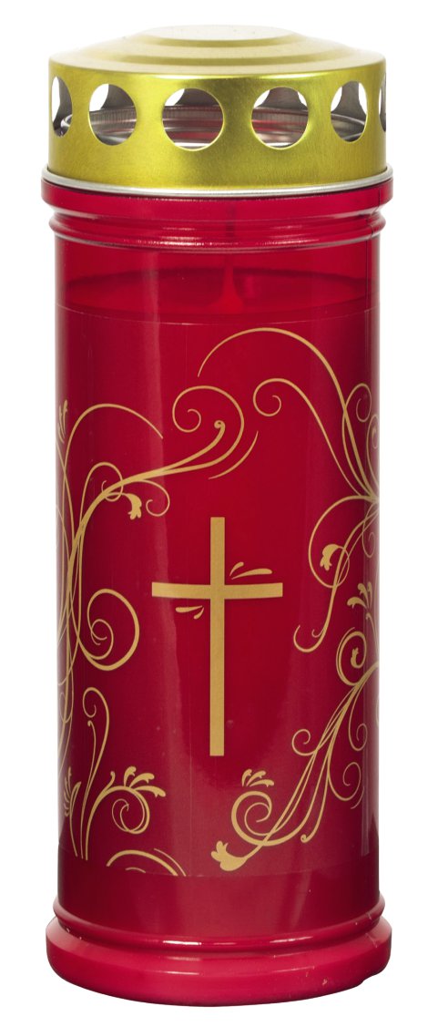 JEKA Gedenkkerze groß Rot mit Ornament Gold