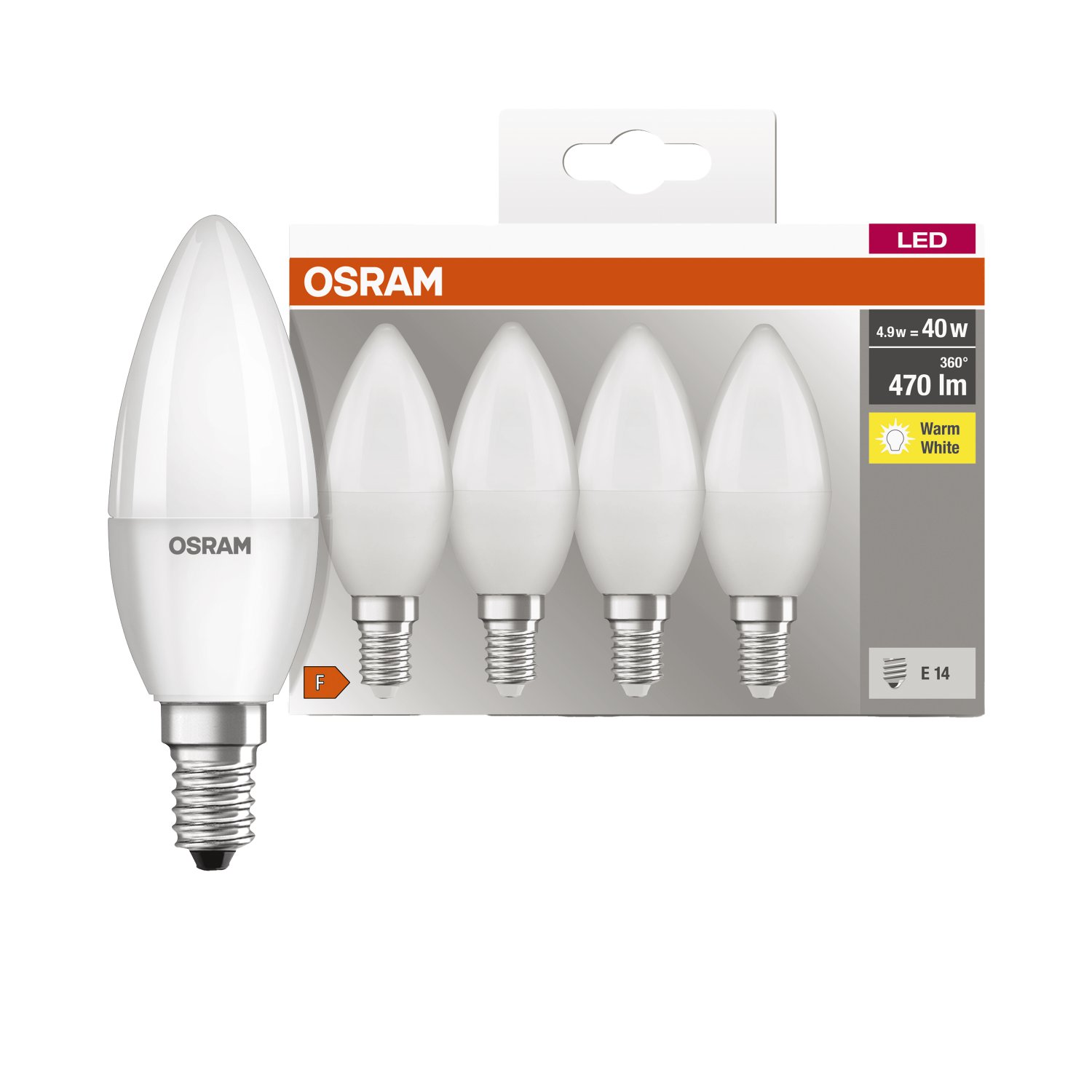 OSRAM LED-Kerze weiß E14 5,7 W, 4 Stück