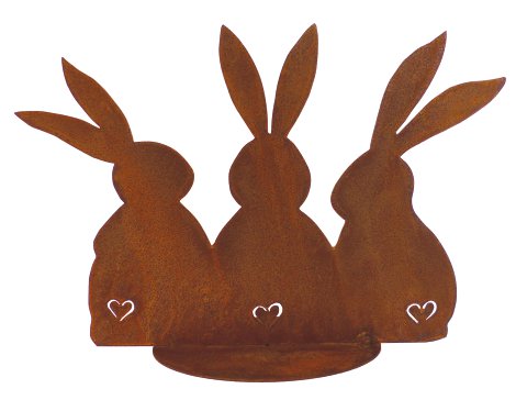 Gartenfigur Hasenfamilie Herzli auf Bodenplatte 25x20 cm (BxH)