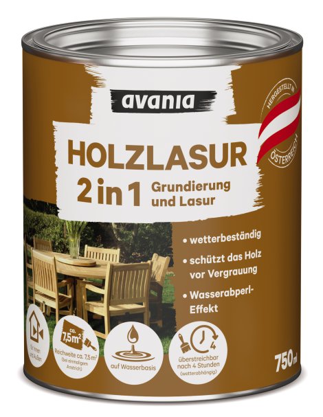 AVANIA 2in1-Holzlasur Grundierung und Lasur, Palisander 5 l