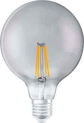 LEDVANCE Wifi-SMART+LED-Lampe Filament Globe, dimmbar E27 (EX 44W) 6W/2500K, warmweiß, grau/klar