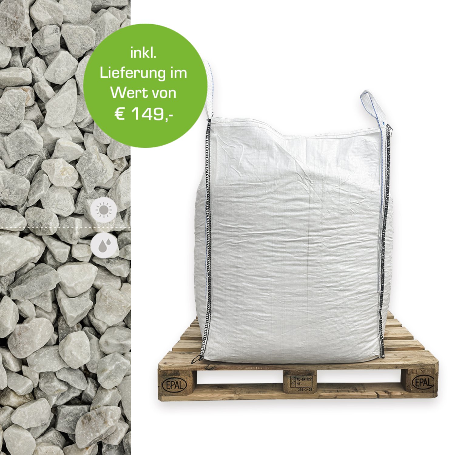 CASAFINO Marmorsplitt weiß 22-40mm 1000kg Big Bag