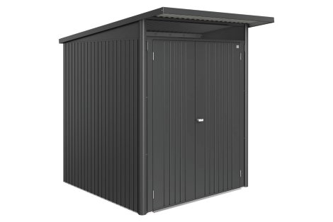 BIOHORT Gerätehaus AvantGarde® Eco A1 + Doppeltür 180x220x218 cm, Dunkelgrau-Metallic