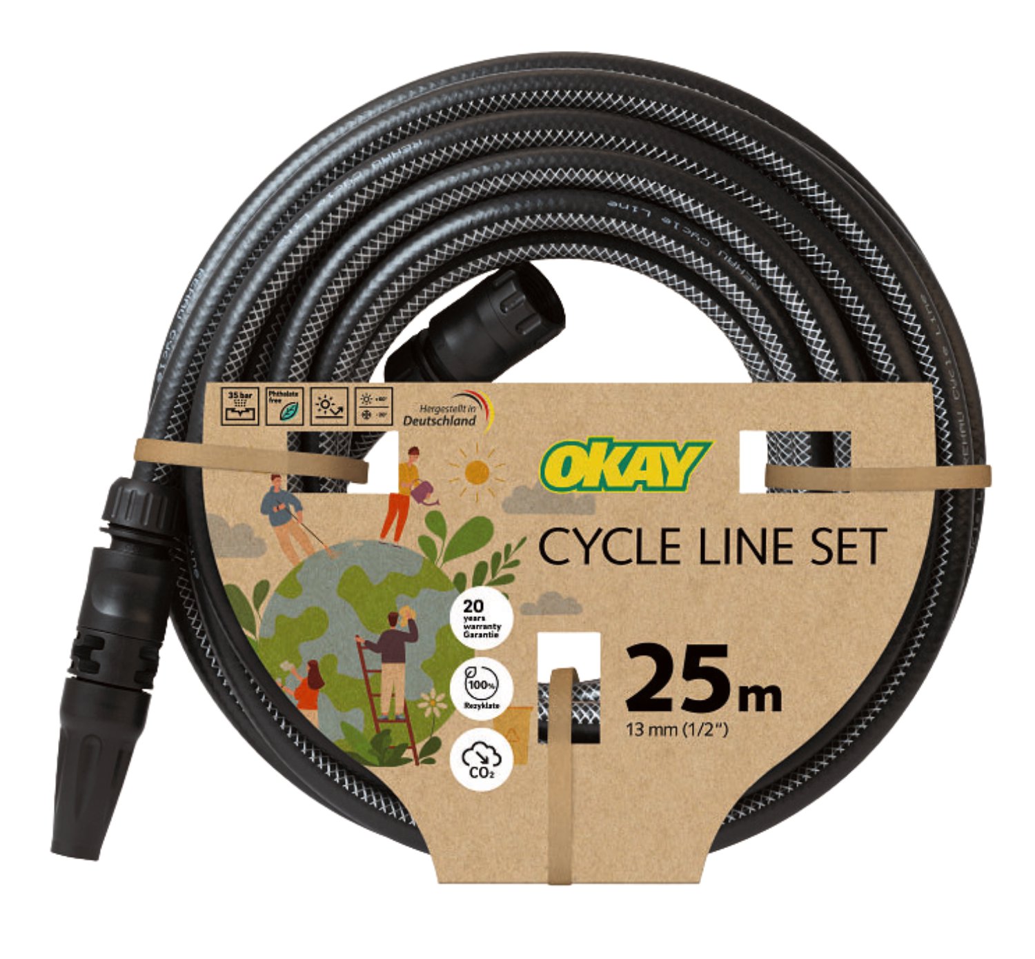 OKAY Gartenschlauch-Set Cycle Line 1/2" 25 m