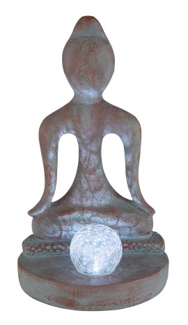 GLOBO LED-Solar Dekoaußenleuchte Figur Buddha mit Kugel Bronze/Grau/Klar 17,5x15x30 cm (LxBxH)