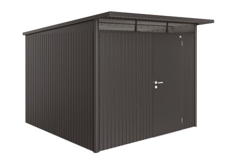 BIOHORT Gerätehaus A7 AvantGarde® 260x300x218 cm mit Standardtür, Dunkelgrau-Metallic