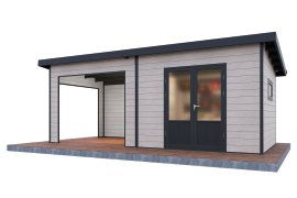 WOLFF FINNHAUS Gartenhaus Tona 6030 Hellgrau 28 mm