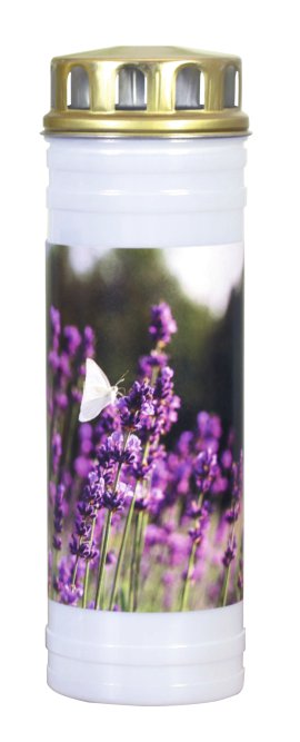 JEKA Recycling Ewiglicht Weiß Motiv Lavendel