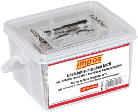 IMPOS Schraubenbox Edelstahl 70x5 mm 160 Stk.
