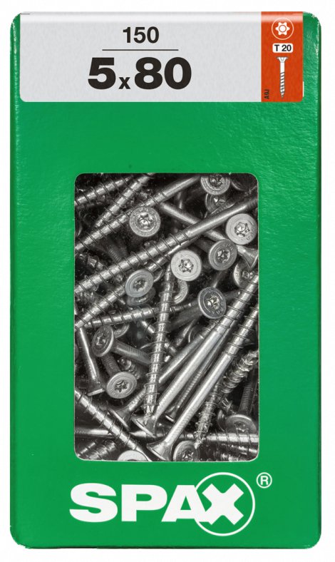 SPAX Schraube Senkkopf TRX 5,0x80 mm XXL 150 Stk.