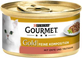 GOURMET Katzennahrung Gold Feine Komposition Ente und Truthahn 12x85 g