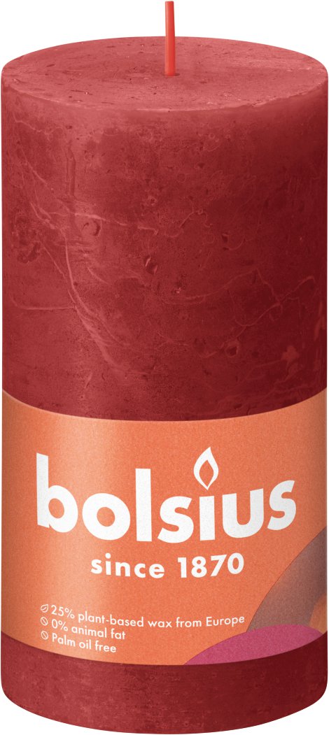 BOLSIUS Rustik Shine Stumpenkerze 130/68 mm, zart-rosa