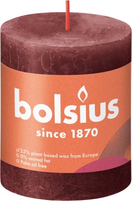 BOLSIUS Rustik Shine Stumpenkerze, samt-rot