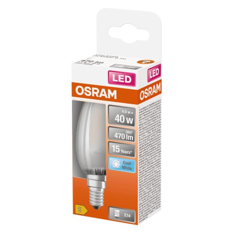 OSRAM LED-Kerze Retrofit Classic B 40, E14 4W, Kaltweiß/matt