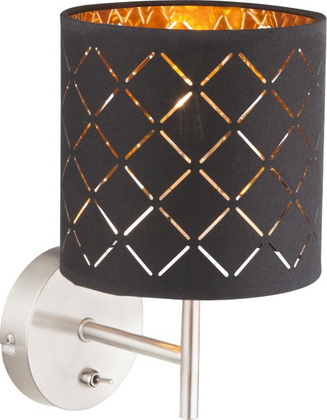 GLOBO Wandleuchte Clarke Schwarz/Gold/Nickel E14 40W 15x26x19 cm (LxBxH)