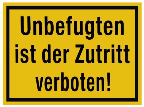 ALPERTEC Schild Unbefugte ist der Zutritt verboten Gelb/Schwarz 40x25 cm
